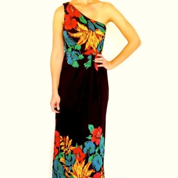 Marc Jacobs Womens Multicolor Floral One Shoulder A Line Maxi Dress S - Picture 1 of 11